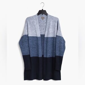 Style & Co Colorblock Cardigan Women’s Medium Blue Gray Open Front Cozy